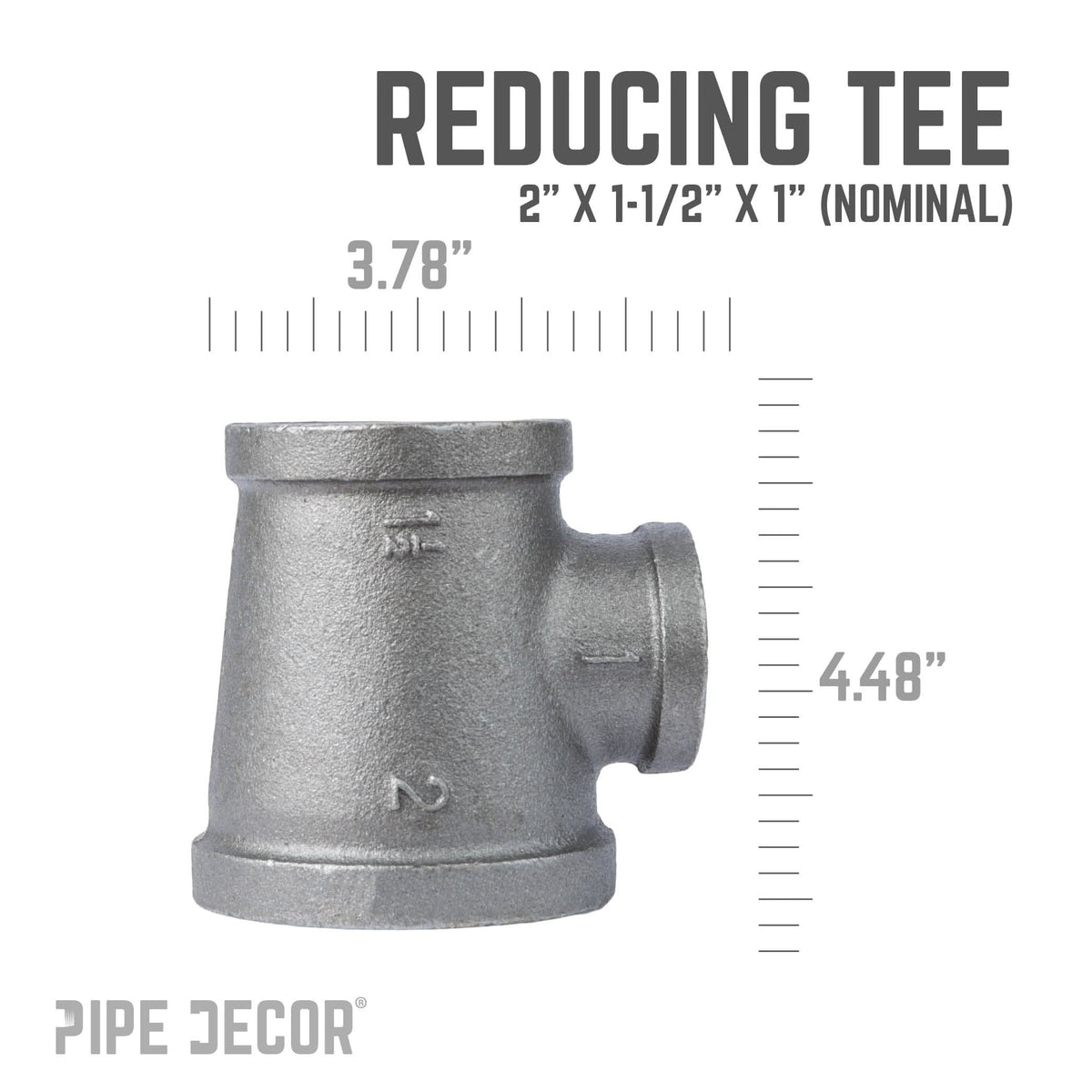 2 in. x 1 1/2 in. x 1 in. Black Reducing Tee