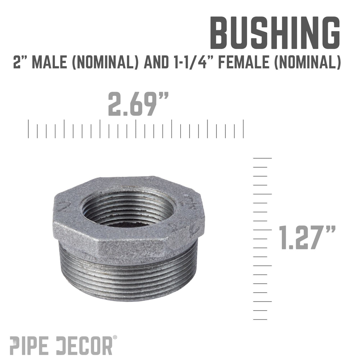 2 in. x 1 1/4 in. Black Bushing