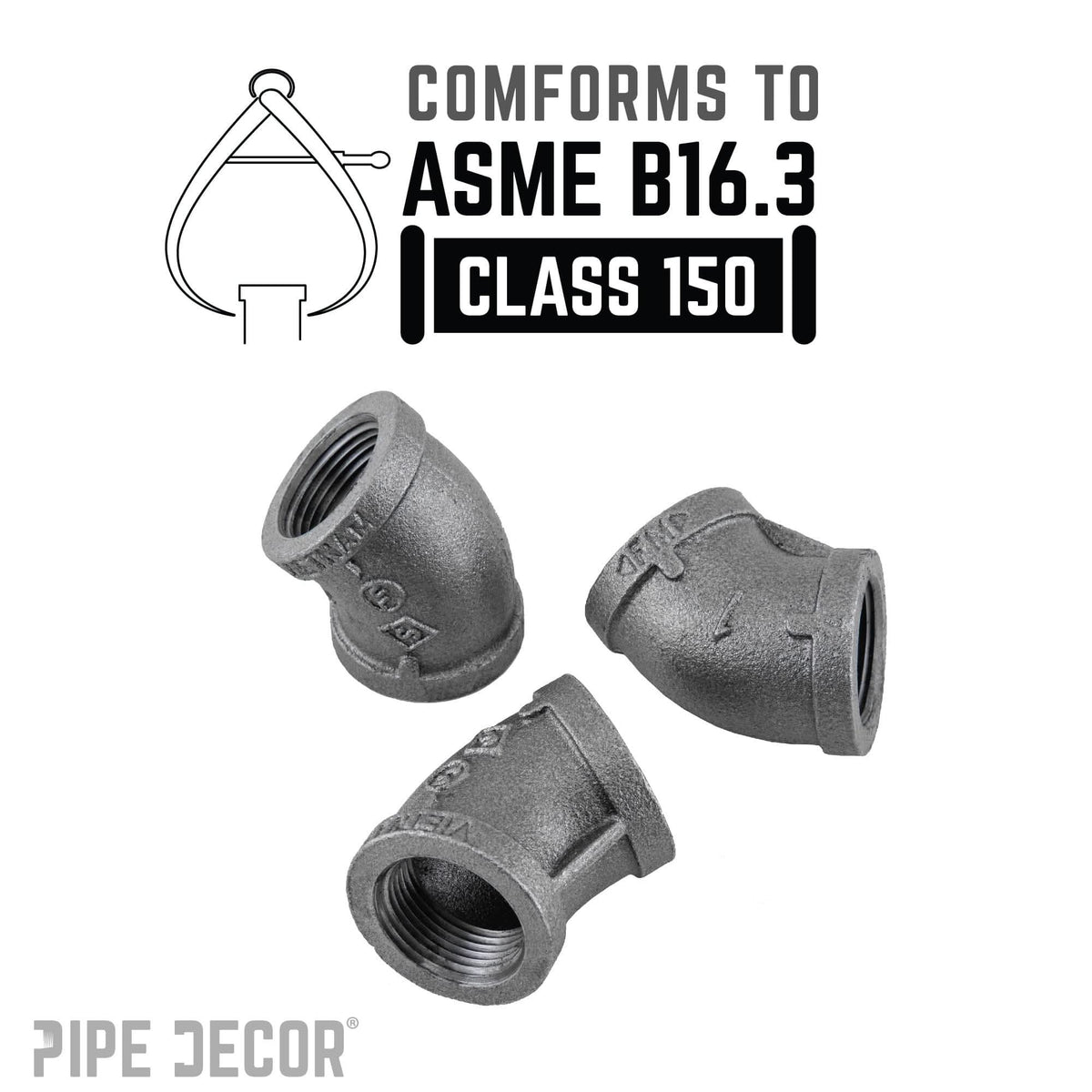1 in. Black 45 Degree Elbow