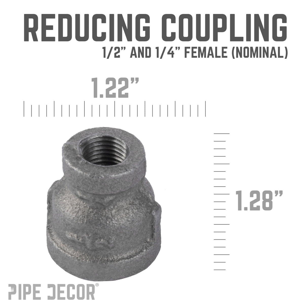 1/2 in. x 1/4 in. Black Reducing Coupling