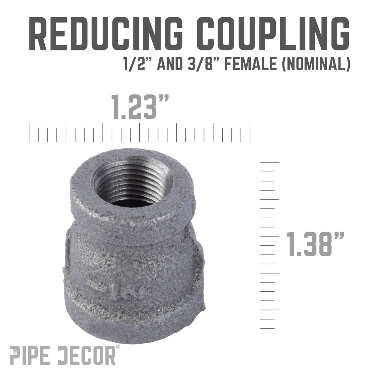 1/2 in. x 3/8 in. Black Reducing Coupling