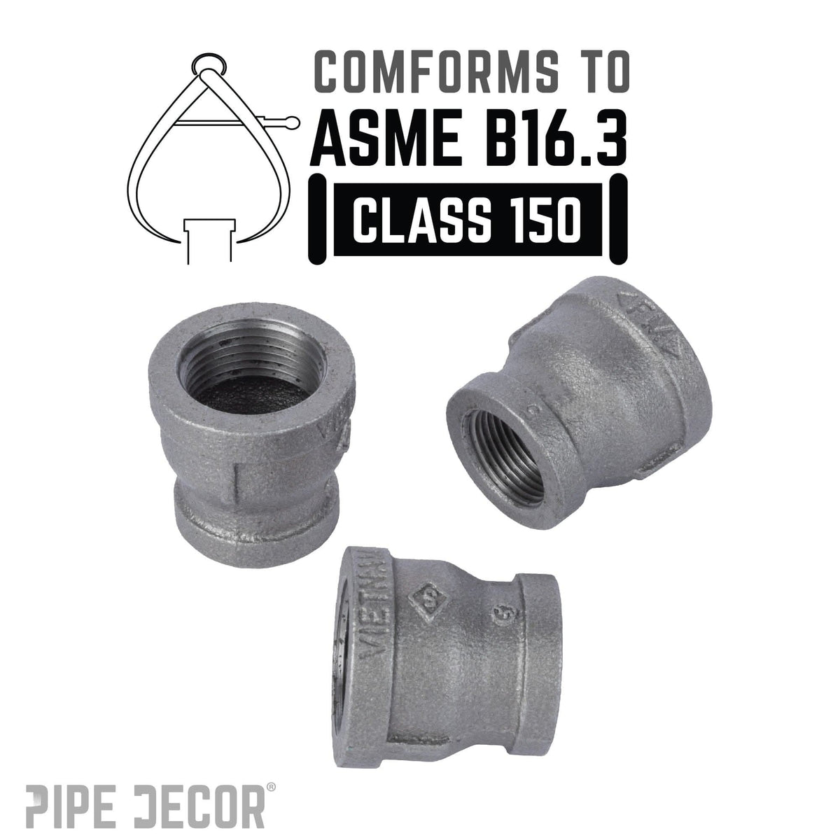 2 in. x 1 1/2 in. Black Reducing Coupling