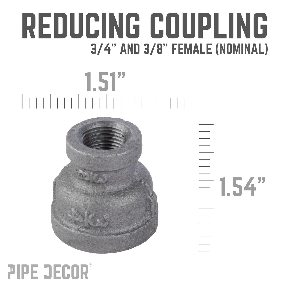 3/4 in. x 3/8 in. Black Reducing Coupling