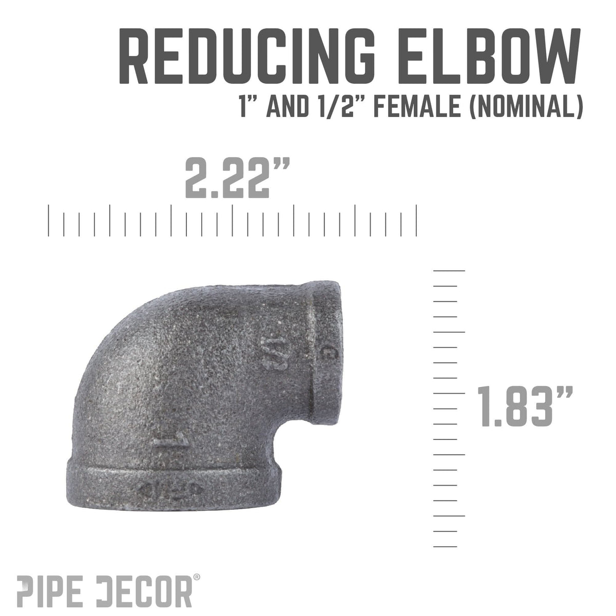 1 in. x 1/2 in. Black Reducing Elbow