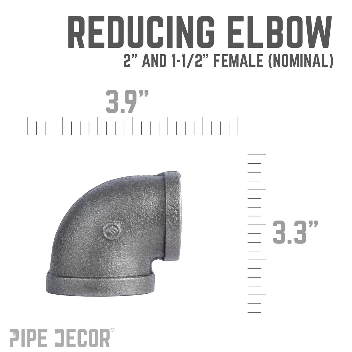 2 in. x 1 1/2 in. Black Reducing Elbow