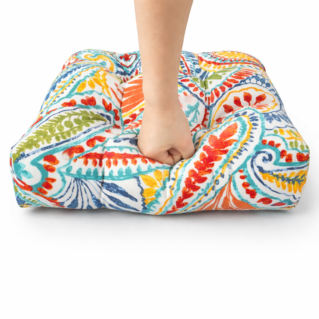 Outdoor Chair Cushions Set of 2 - 19 x 19 x 4 Inch Tufted Seat Cushions