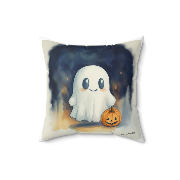 Microsuede Cushion / Halloween Art / Cute Watercolor Ghost / 
