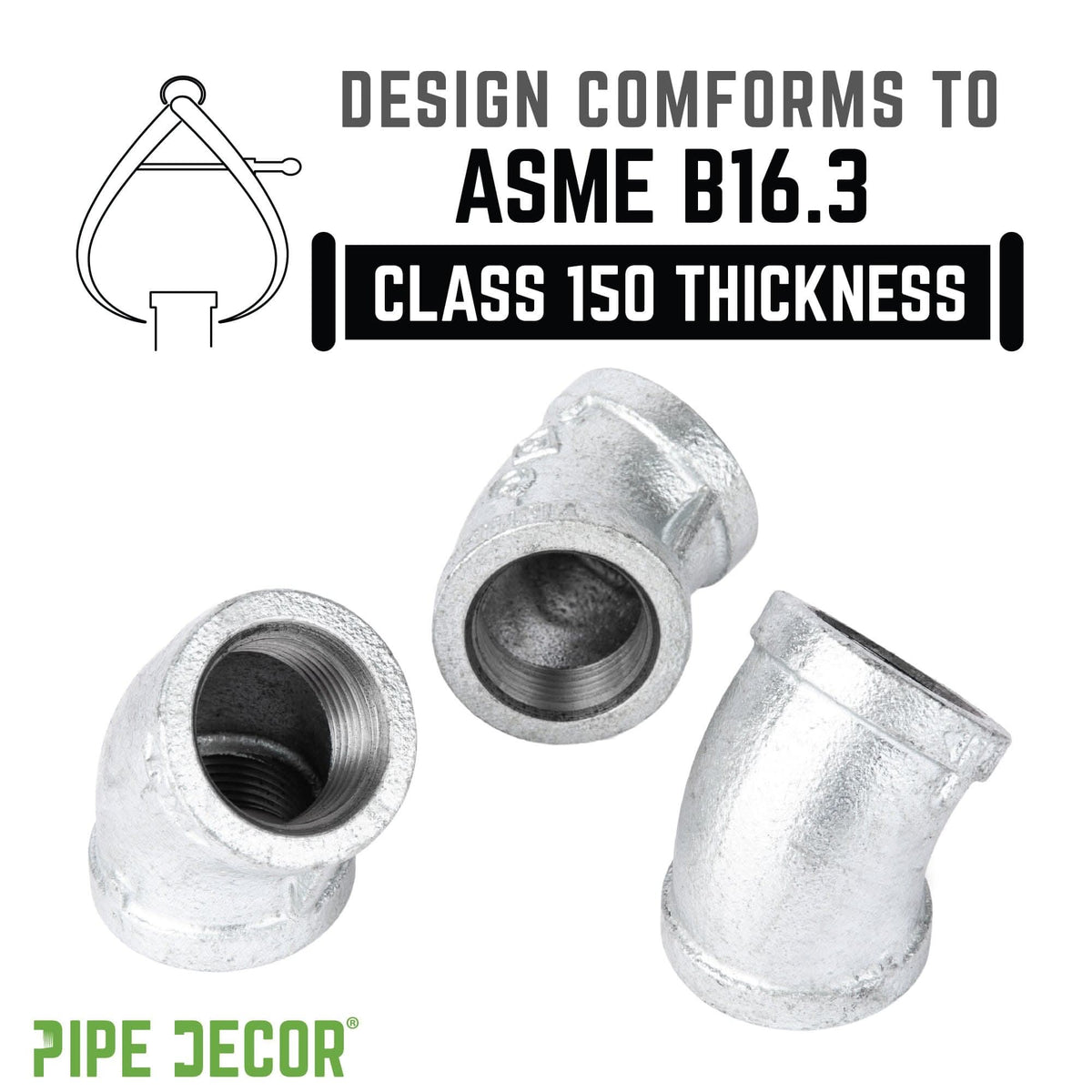 3/4 in. Galvanized Iron 45 Degree Elbow