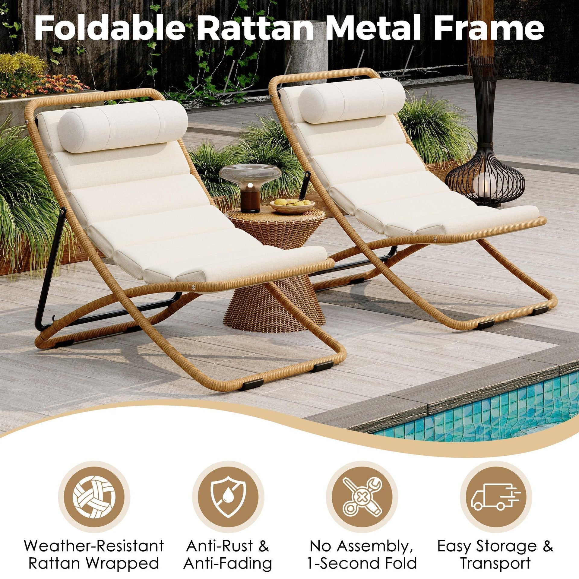 2-Pieces Outdoor Folding Chair