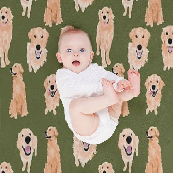 Golden Retrievers Olive Quick-dry Throw Blanket