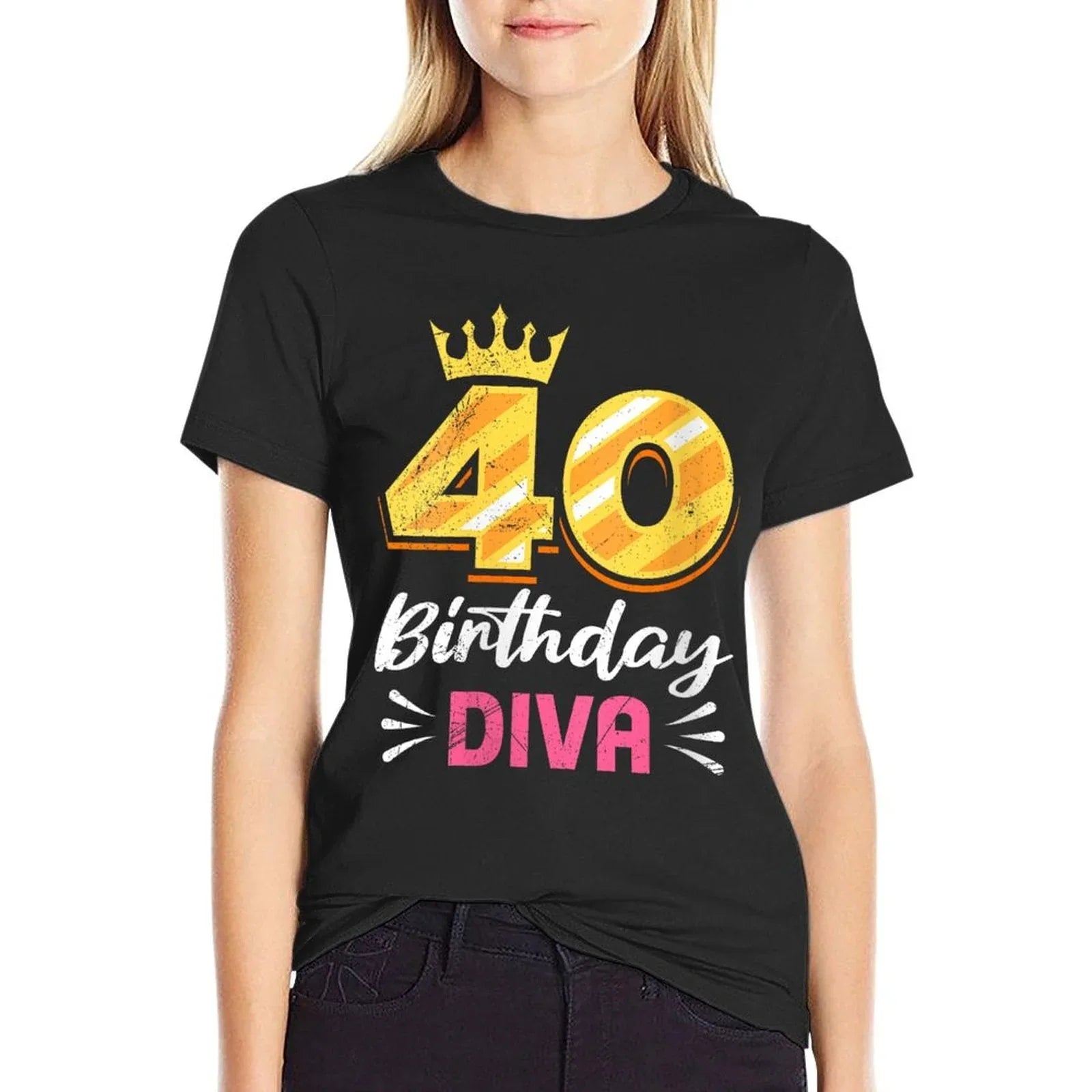 Womens 40th Birthday 40 BIRTHDAY DIVA 40 Years Women  Slim-fit Cut T-Shirt