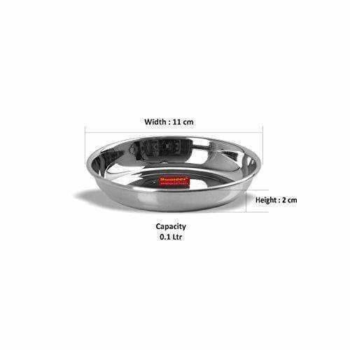 Stainless Steel Heavy Gauge Small Halwa Plates with Mirror finish -  Set of 6pc