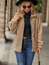 Women's Fuzzy Zip-Up Jacket with Pockets – Soft & Cozy Long Sleeve Outerwear