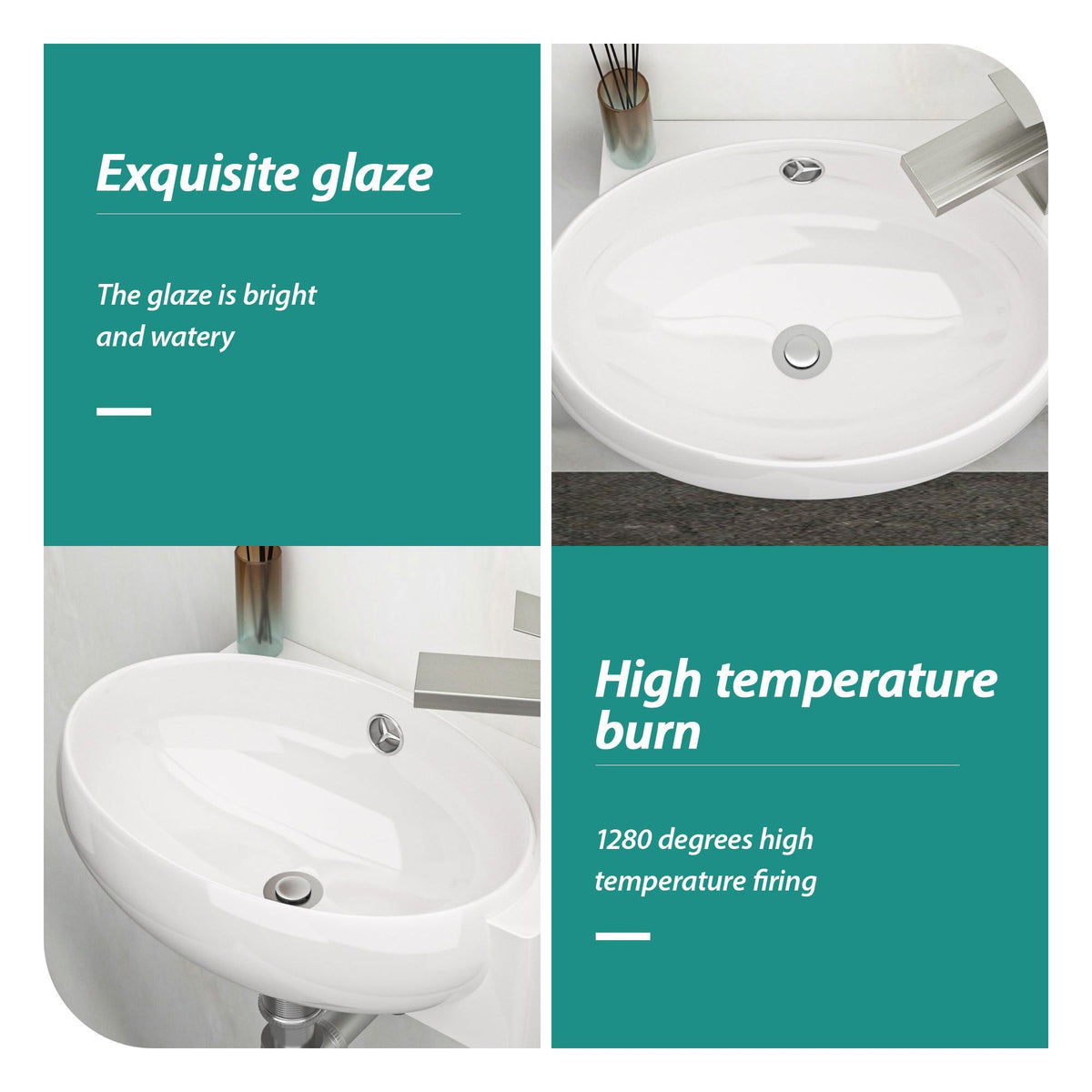 16.5x11 Inch Ceramic Bathroom Sink