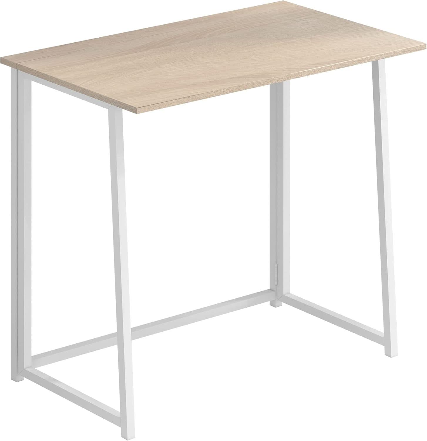31.5 Inch Folding Desk For Small Spaces Natural White