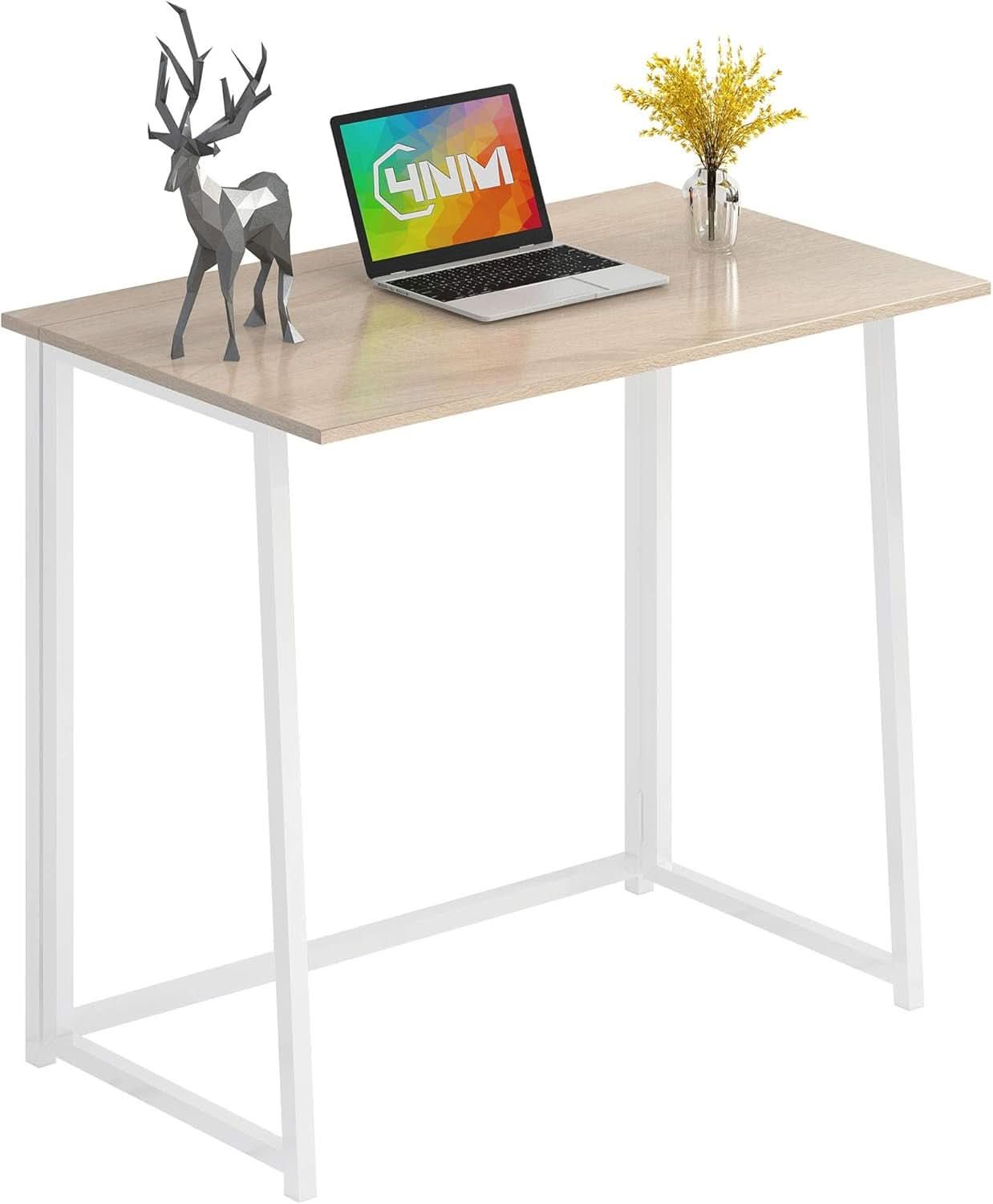 31.5 Inch Folding Desk For Small Spaces Natural White