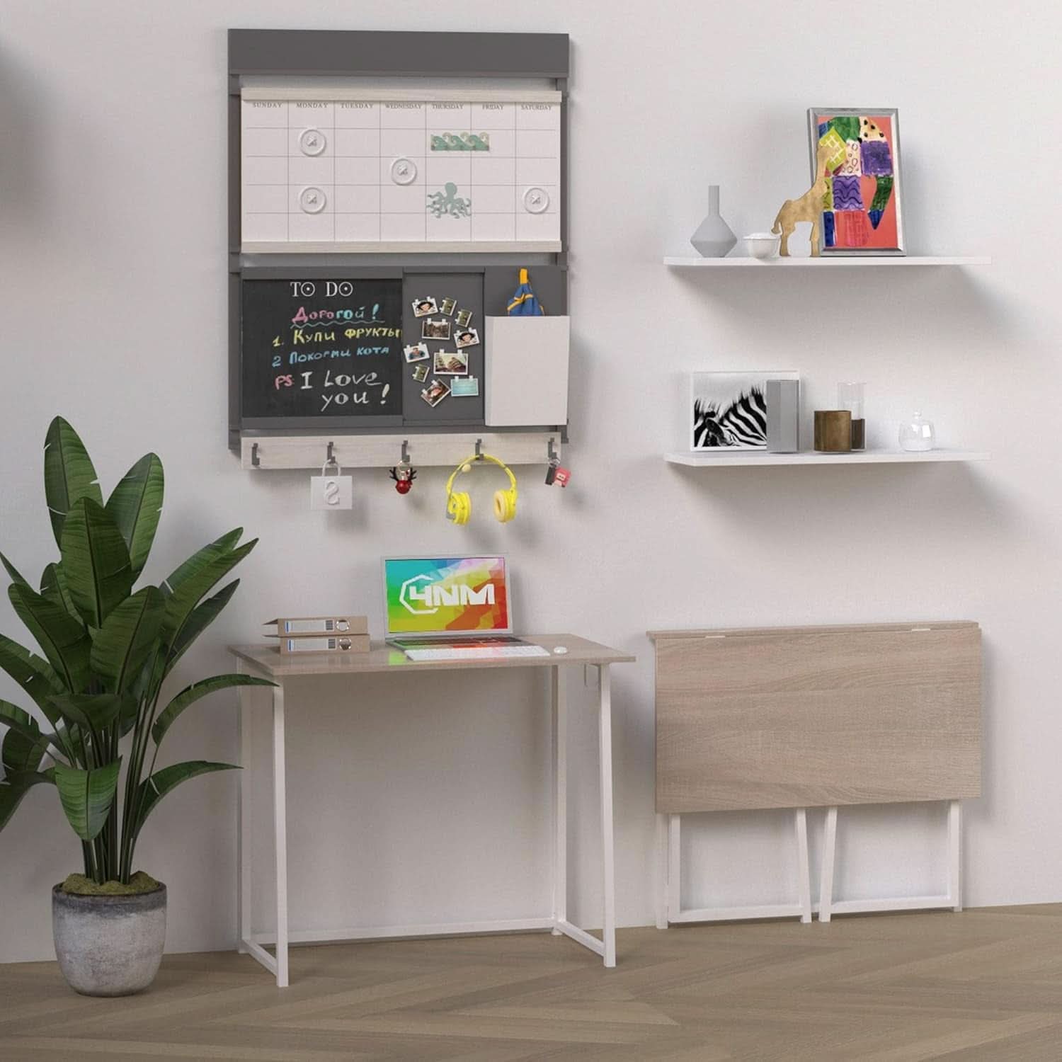 31.5 Inch Folding Desk For Small Spaces Natural White