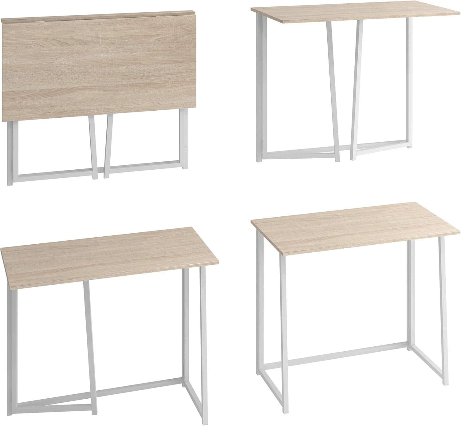 31.5 Inch Folding Desk For Small Spaces Natural White