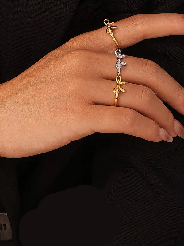 Bow ring stainless steel ins style jewelry