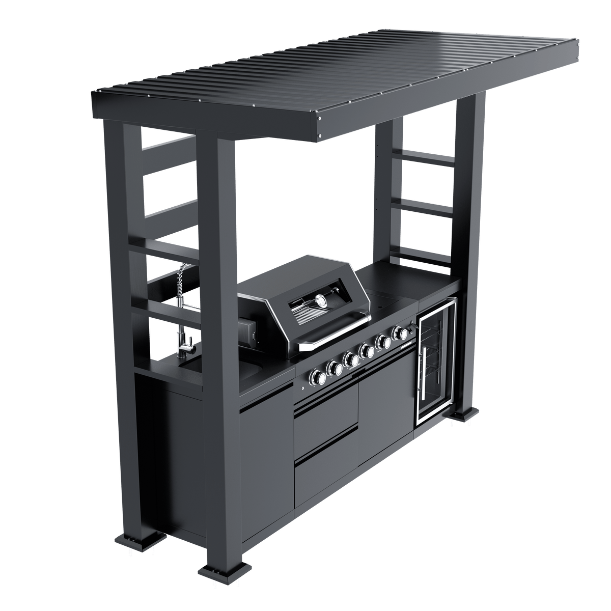 97-Inch 4-Burner Deluxe Stainless Steel Outdoor Kitchen Grill