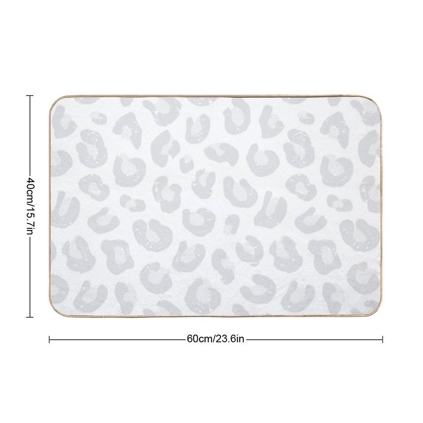 Leopard Print - Silver Gray And White Bath Mat