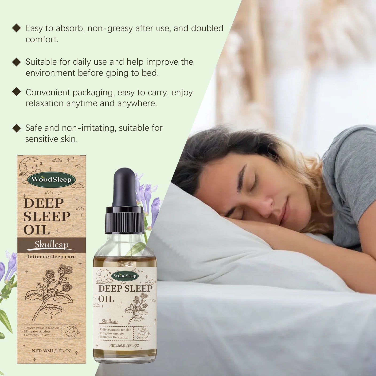 Scutellaria Sleep Essential Oil Eases Sleep, Relaxes And Comforts Portable Skin And Body Care Essential Oil
