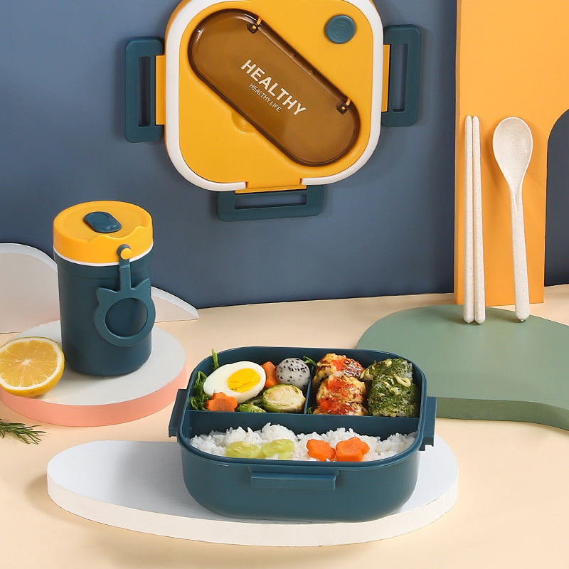 Japanese style simple sealed square single layer compartment lunch box