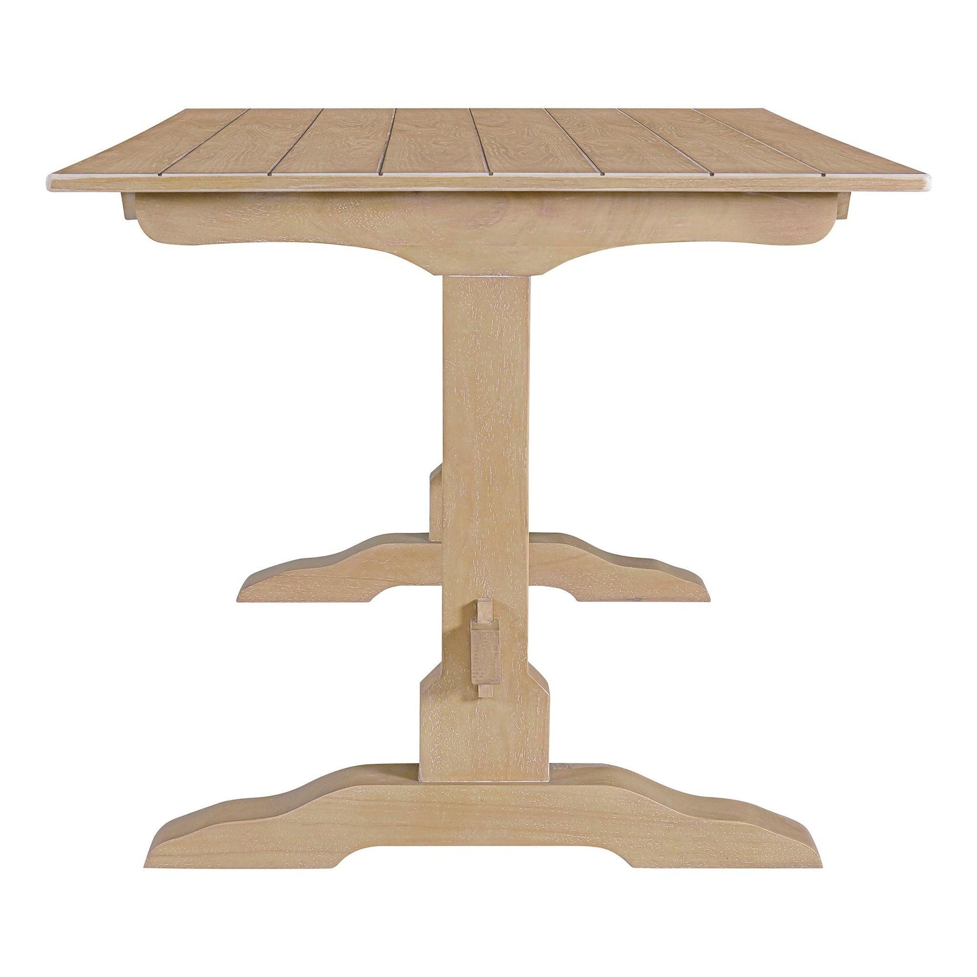 TREXM 3-piece retro dining table, rectangular stand table, and 2 4-person wooden stools (made of natural wood)