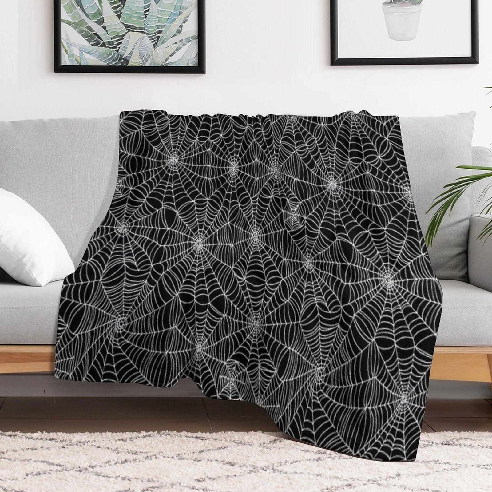 Spider Web Pattern - White on Black by Cecca Designs Throw Blanket
