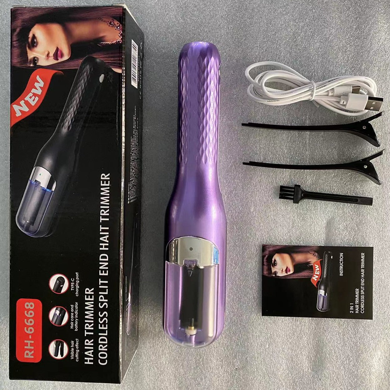 Fully automatic hair clipper, hair splitting and trimming device, multifunctional electric women's 2-in-1 trimming and cutting d