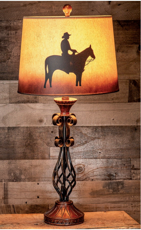 31'H Iron Cowboy on Horse Table Lamp - Set of 2 - Gifts for You 'n Me