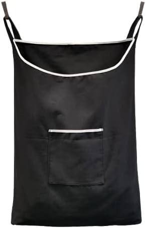 Laundry Collector, Laundry Hamper, Door Hanging Laundry bag with hooks (Black, 65Liters)