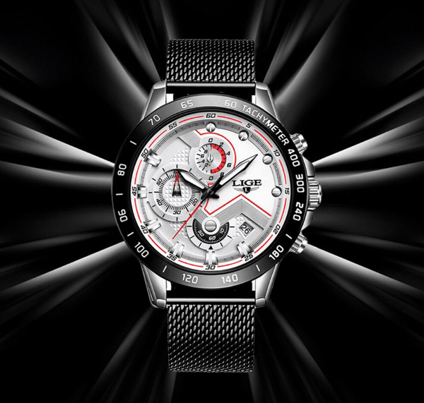 Men's Sports Waterproof Watch With  Stainless Steel Bracelet Unique Design Perfect Gift For Your Man