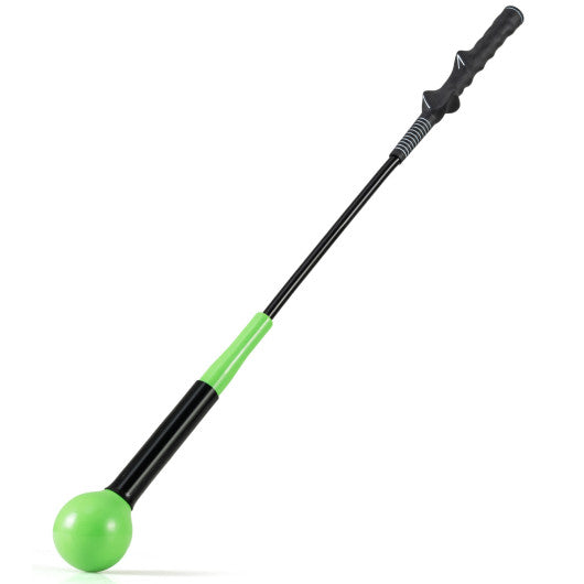 31.5 Inch Golf Swing Trainer Aid with Weighted Head for Grip  Rhythm  Balance-Green