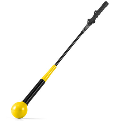 31.5 Inch Golf Swing Trainer Aid with Weighted Head for Grip  Rhythm  Balance-Yellow