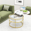 31.5 Inch Round Lift Top Coffee Table with Hidden Compartment and Side Shelves-White