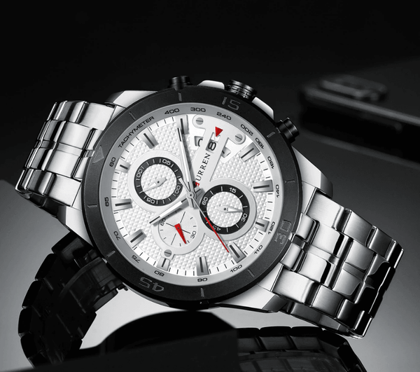 Men's Waterproof  Watch With Chronometers Day View And Fluorescent Hands Unique  Luxury Design  Perfect Gift