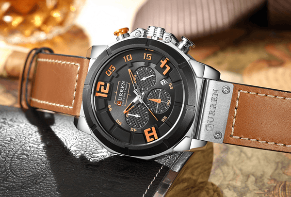 Men's Sport Waterproof Watch With Chronometers Large Numbers And Fluorescent Hands Perfect Gift For Your Man