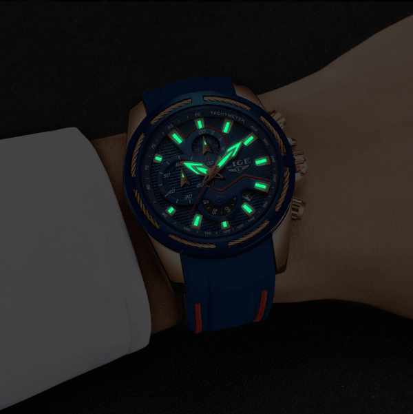 Men's Waterproof Modern Watch With Rubber Straps Multifunction Watches Unique Design Perfect Gift