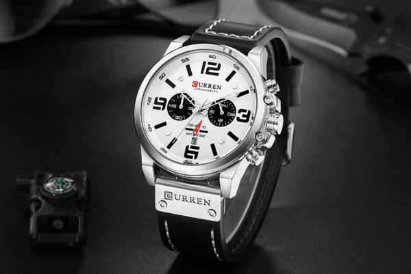 Retro  Waterproof Watch With Chronometers Steel Case And Leather Belts Unique Design Excellent Look Perfect Gift For Your Man