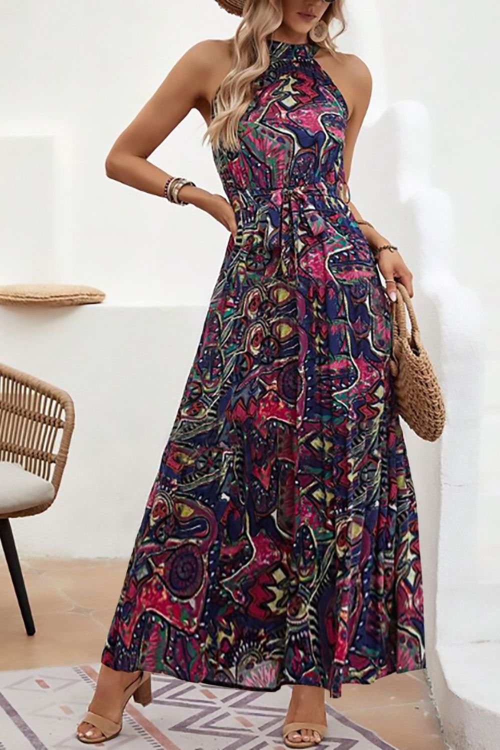 Elegant Floral Sleeveless Dress Lightweight & Feminine Summer Essential Beautiful Print Dress