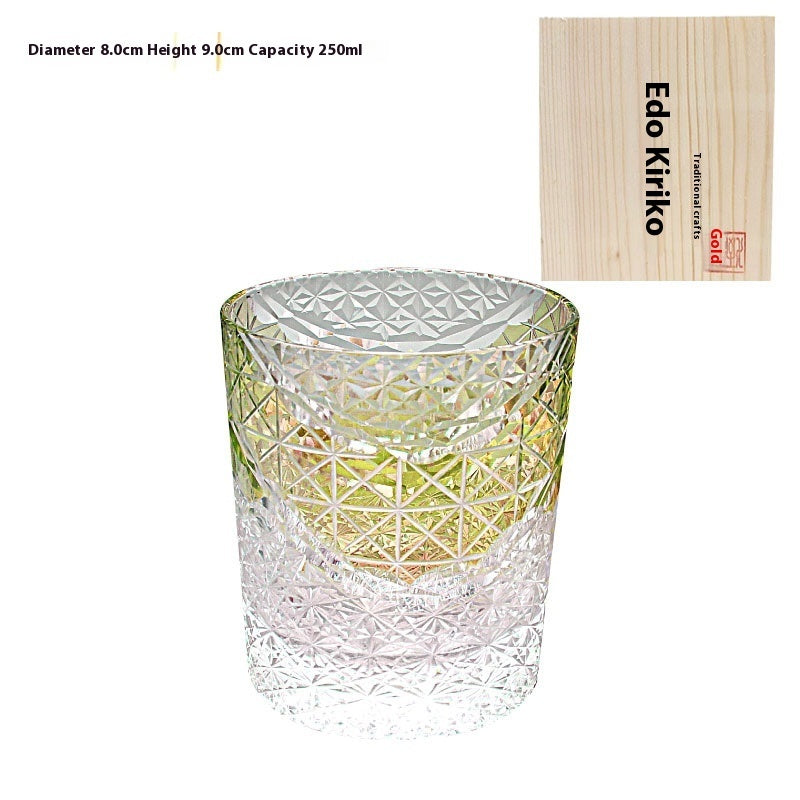 Edo Kiriko Japanese Handmade Cut Glass Cup – Single or Set of 4
