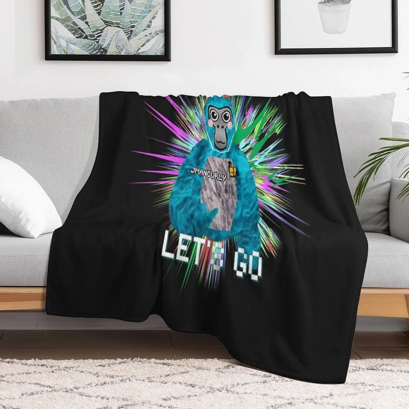 JMANCURLY Gorilla Tag VR Gamer Video Game Design Throw Blanket