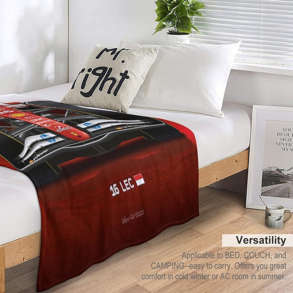 Many Charles Leclerc Formula 1 Items for 2025 Season, Featuring His Iconic Ferrari Racing Car Machine-washable Throw Blanket