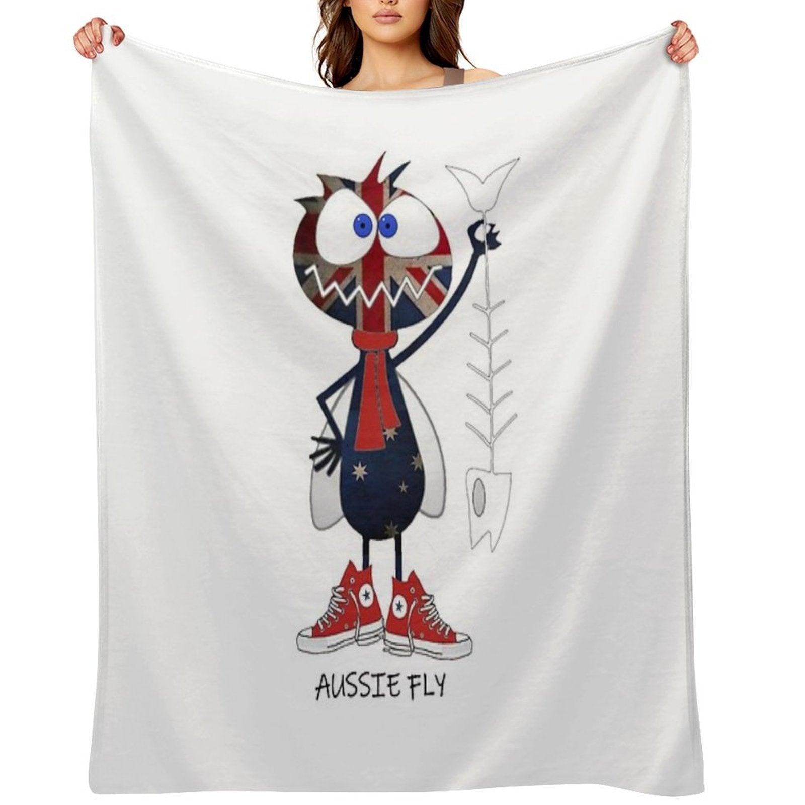 Aussie Fly Cartoon Critter Throw Blanket