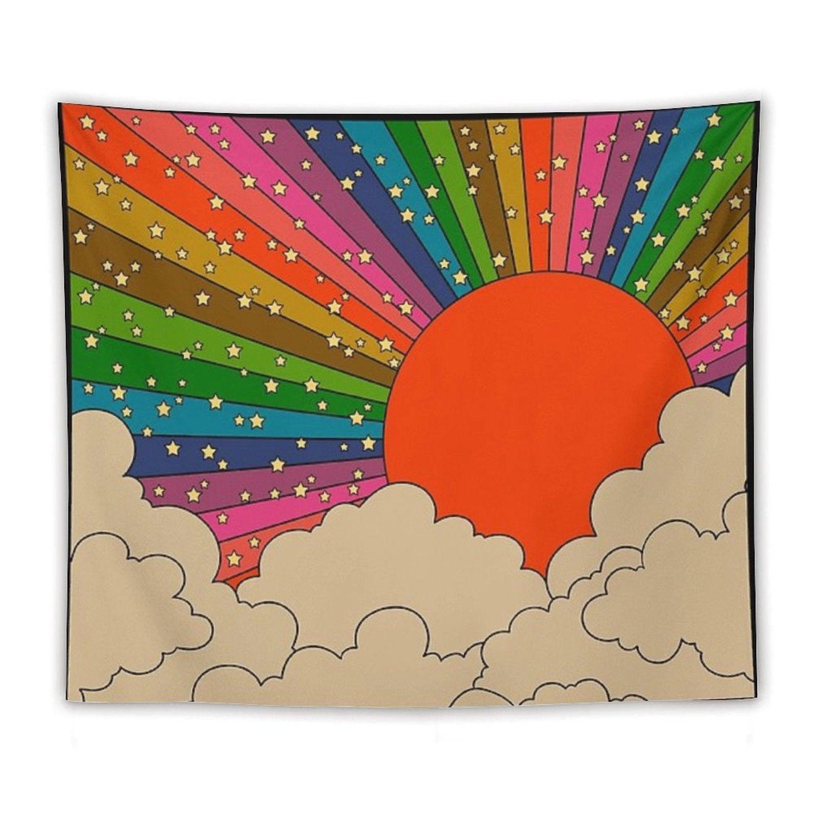 Rainbow 70s Sun Tapestry