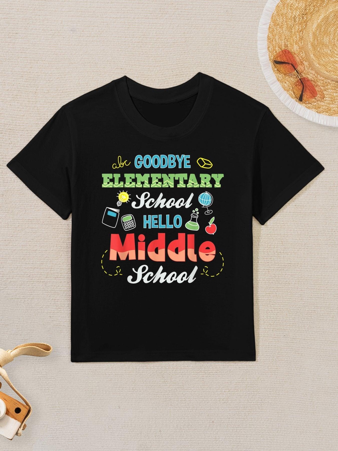 Goodbye Elementary School Hello Middle School Graduation Kids T-Shirt