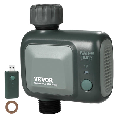 VEVOR WiFi Sprinkler Timer, Single Outlet, Smart Hose Faucet Water Timer With Brass Inlet, APP Control Via 2.4Ghz WiFi Or Bluetooth, Voice Control With Alexa Google Assistant, IPX6 For Yard Watering