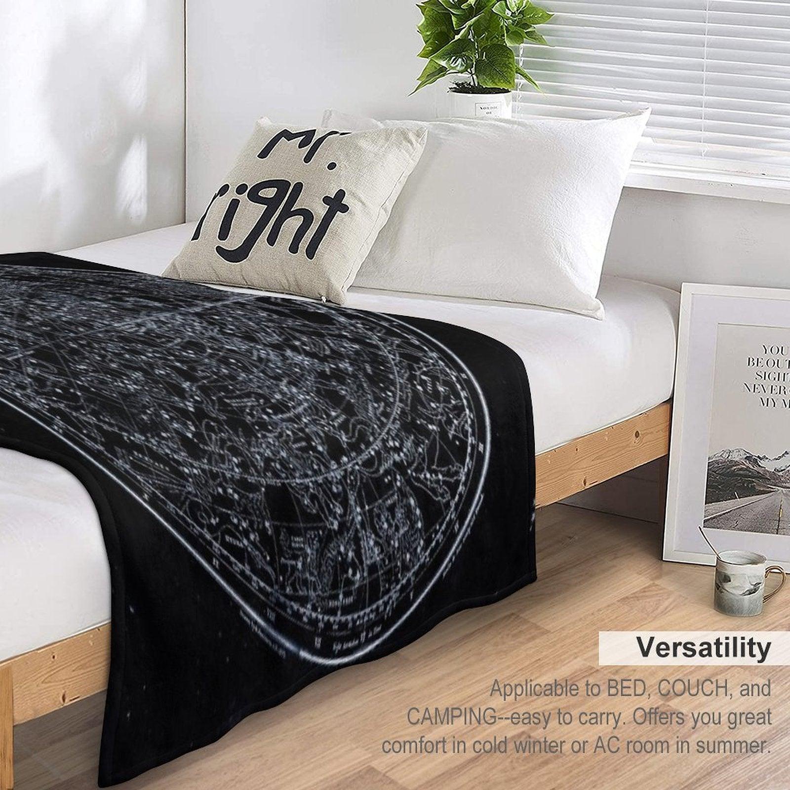 Constellations of The Northern Hemisphere  Pale Blue On Black Throw Blanket