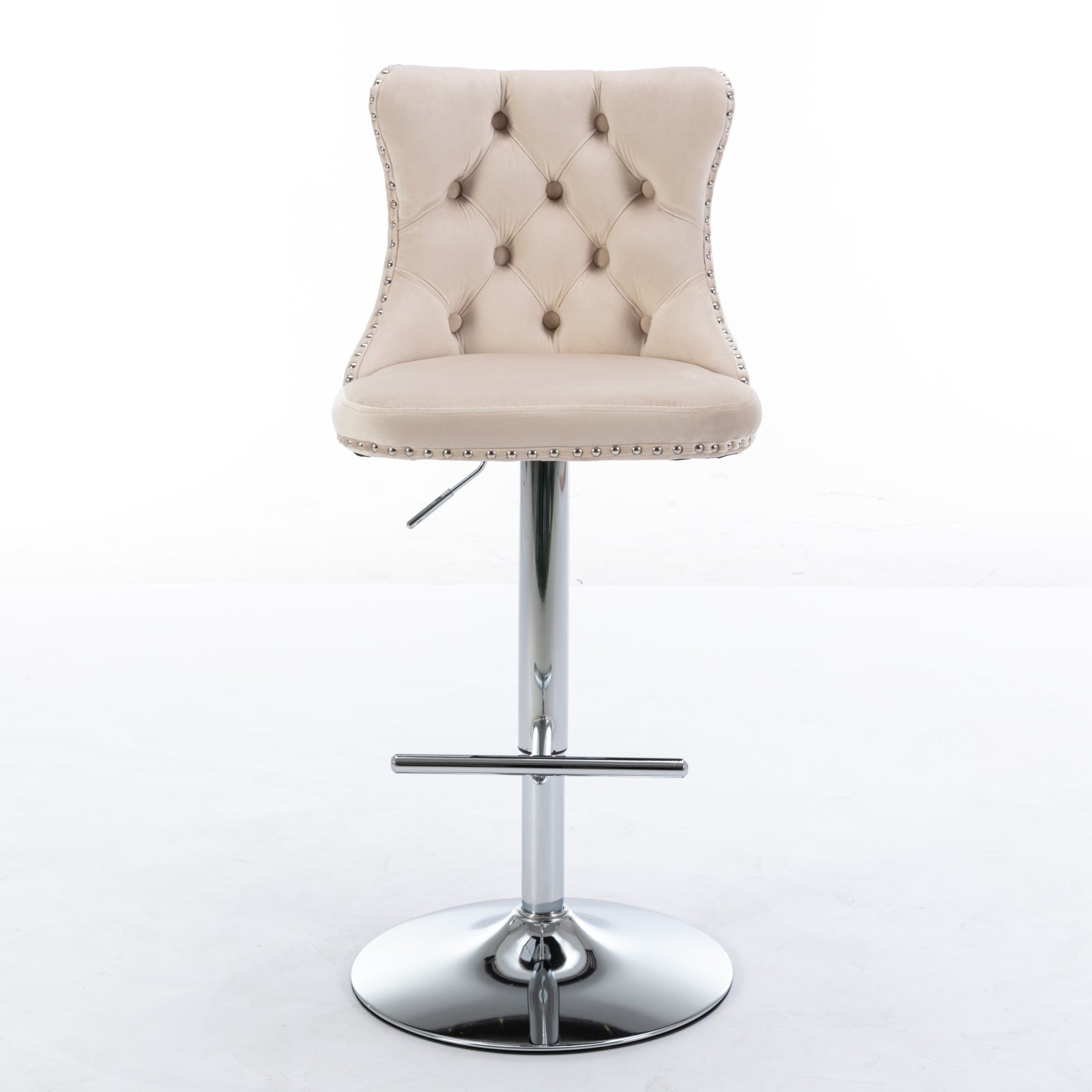 Modern Velvet Swivel Barstools with Adjustable Seat Height and Chrome Base